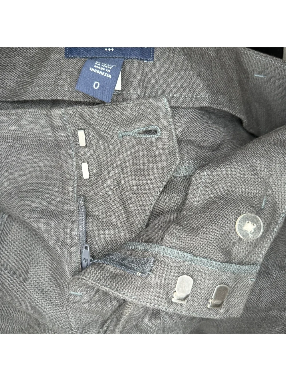 Banana Republic Dark Gray Wide Leg Cuffed Belted Linen Pants Womens Sz 0